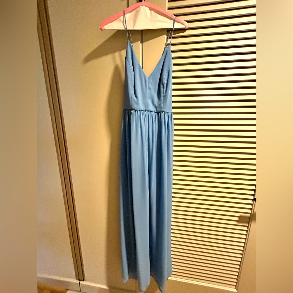 Dressy Group Bridesmaid Dress w/ Criss Cross Back-Periwinkle/Cornflower Blue